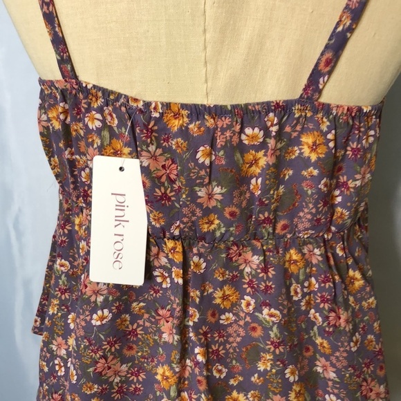 Pink Rose Women’s Spaghetti Straps Floral Top    Size S - Picture 6 of 10